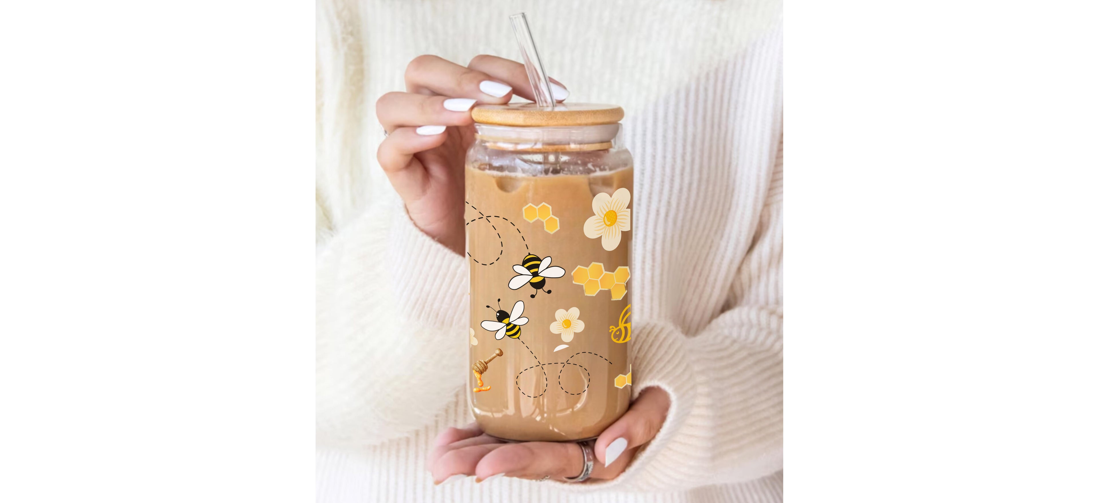 🍯 Tazza “Honey” – Dolci voli d’estate in vetro 500 ml