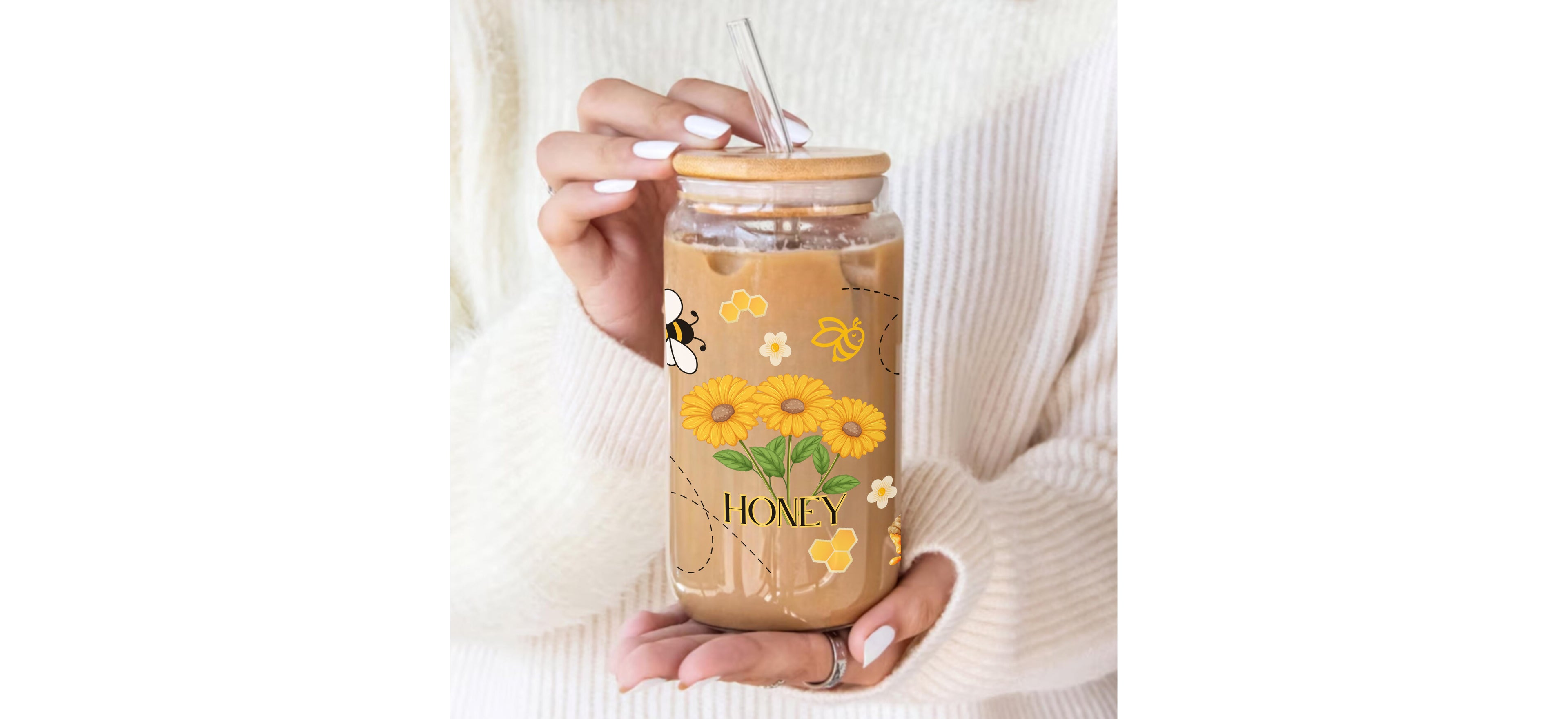 🍯 Tazza “Honey” – Dolci voli d’estate in vetro 500 ml