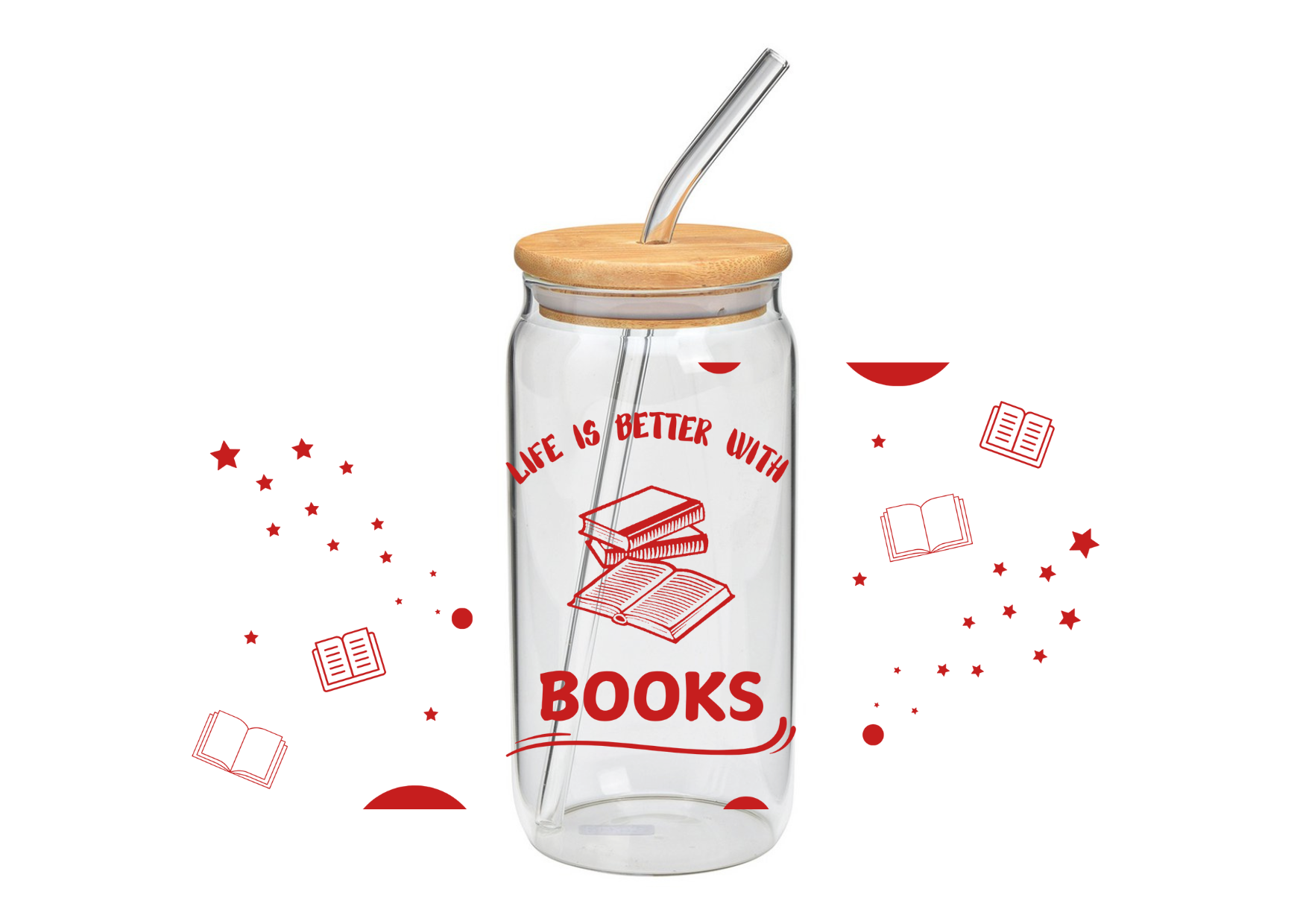 Das Leben ist schöner mit Büchern - 500 ml Glasbecher