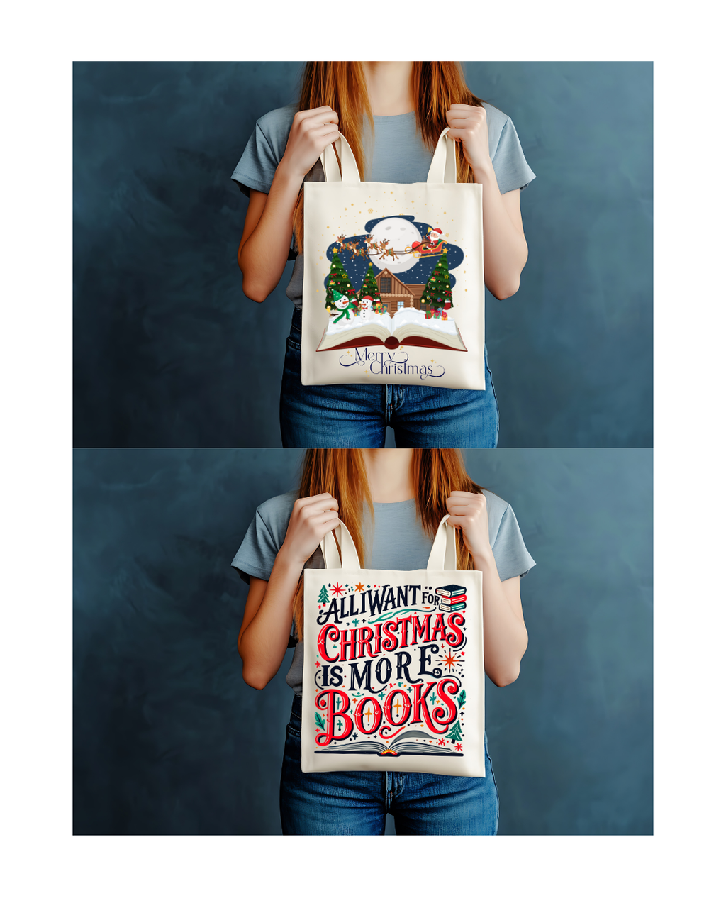 Tote Bag “Christmas Book Lover”